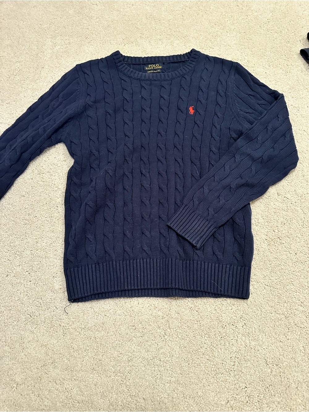 Navy Ralph Lauren Sweater with Red Logo